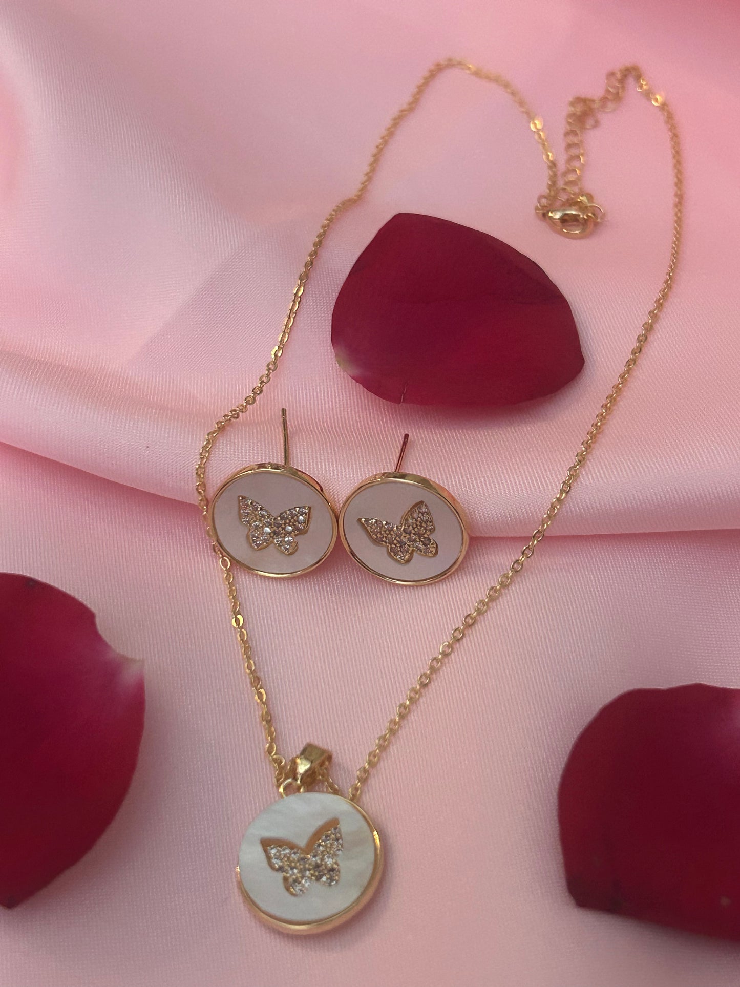 Daily wear Gold plated stud necklace set