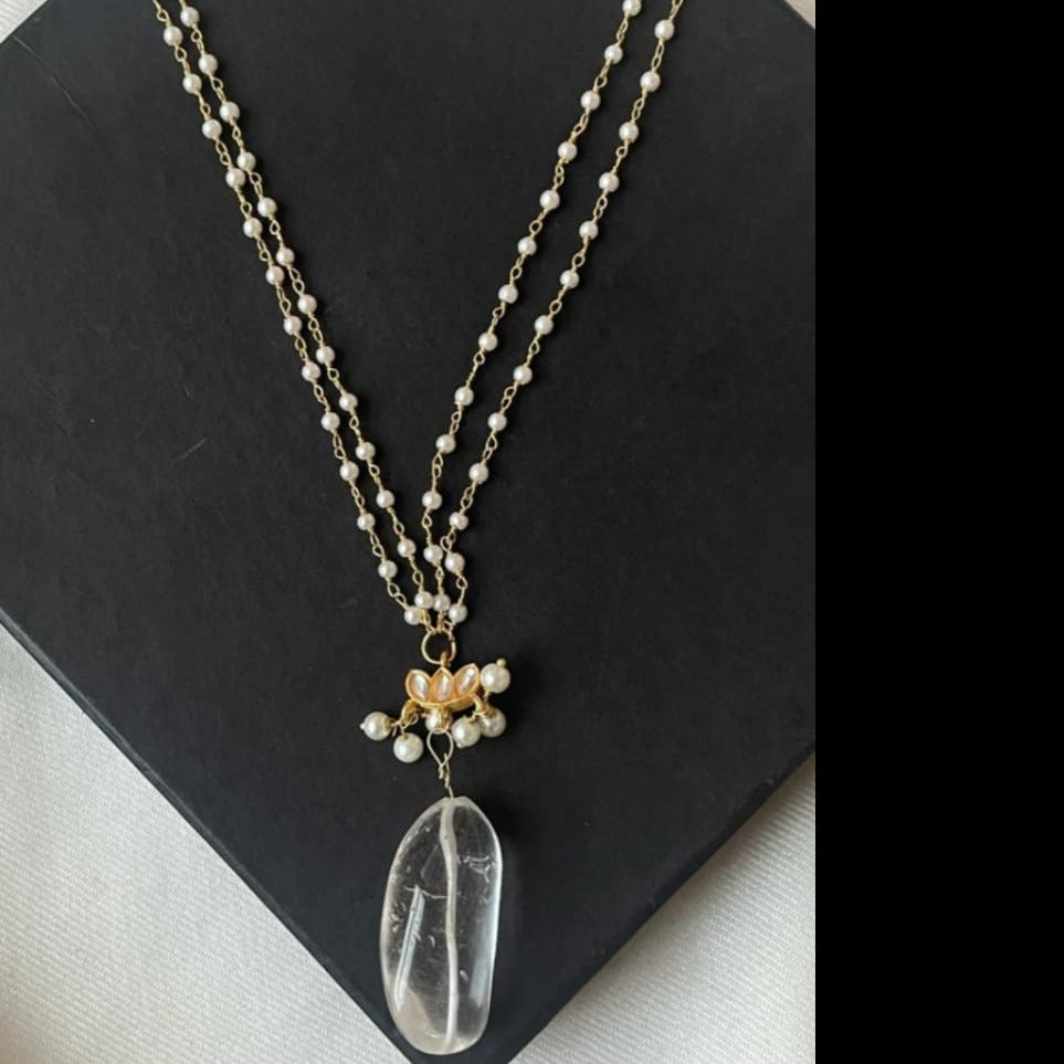 Pearl stone necklace with Natural stone pendent