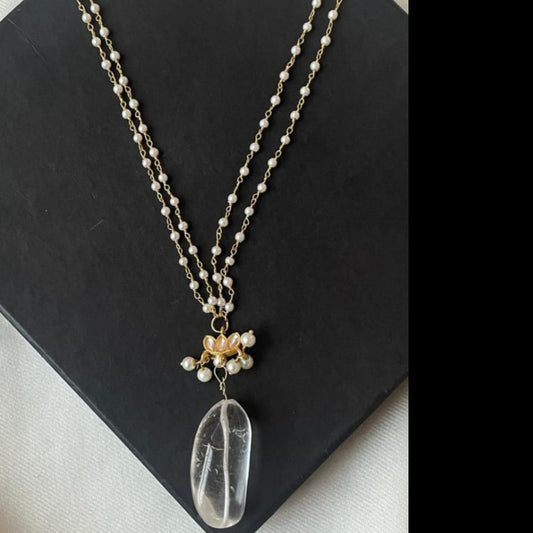 Pearl stone necklace with Natural stone pendent