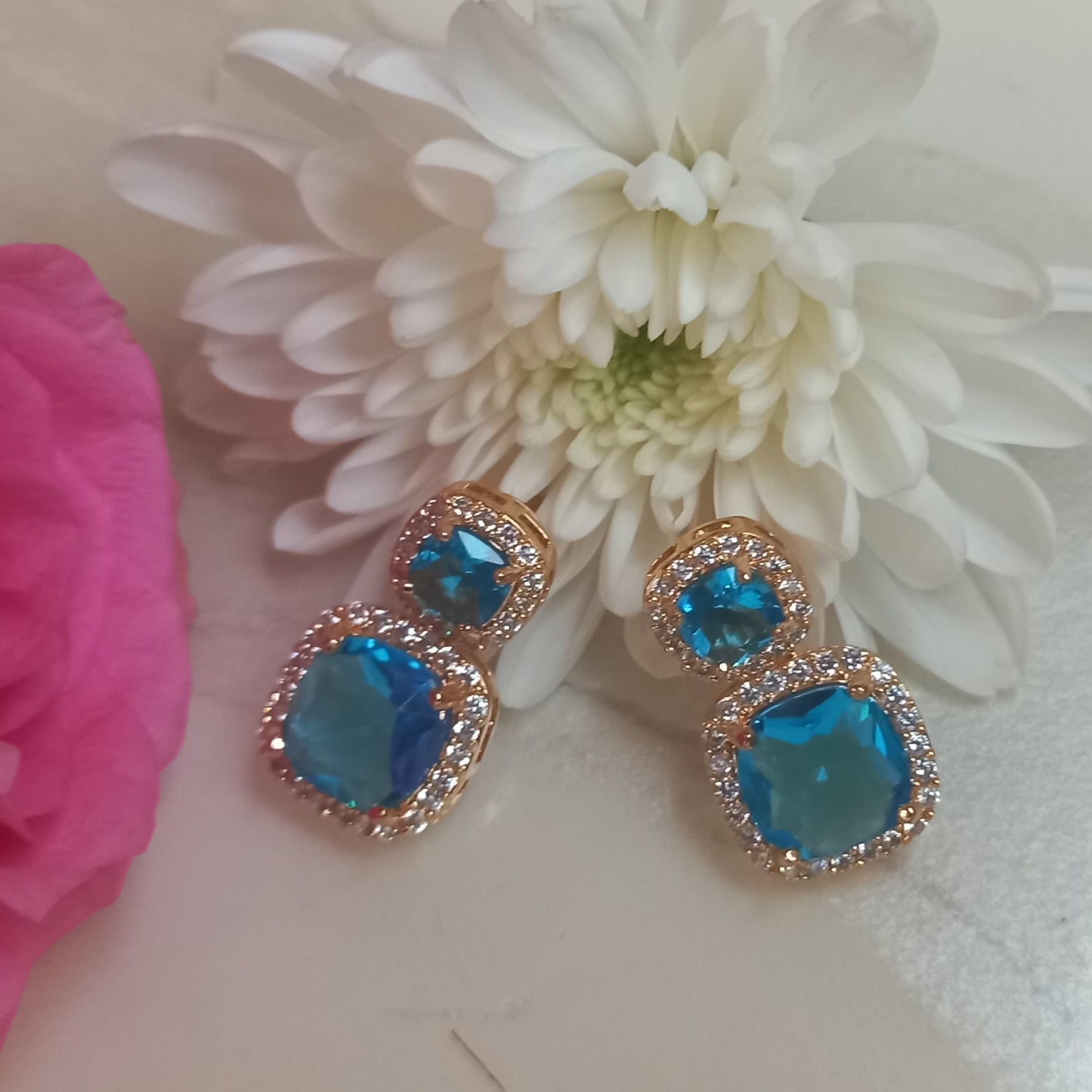 AD stone blue beautiful Earrings