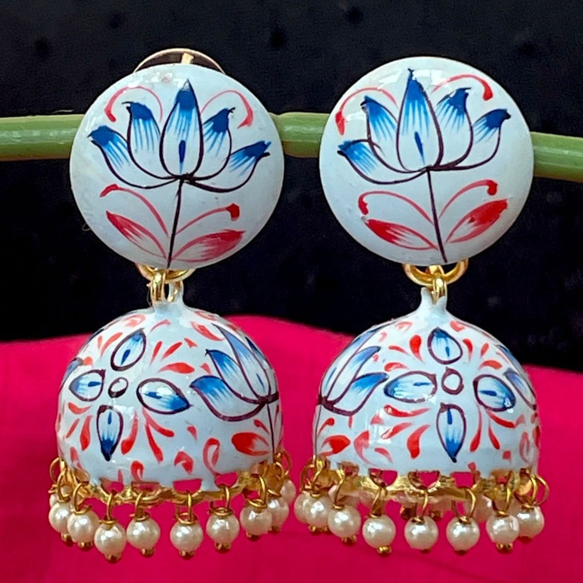 Beautiful Hand-painted Jhumka with pearl