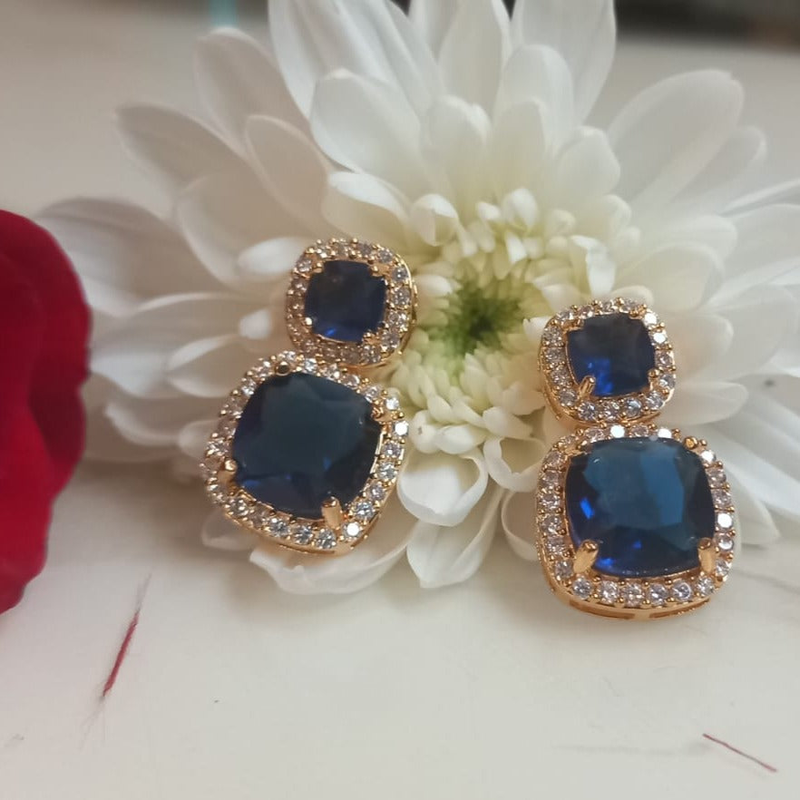 Beautiful Dark blue AD Earrings