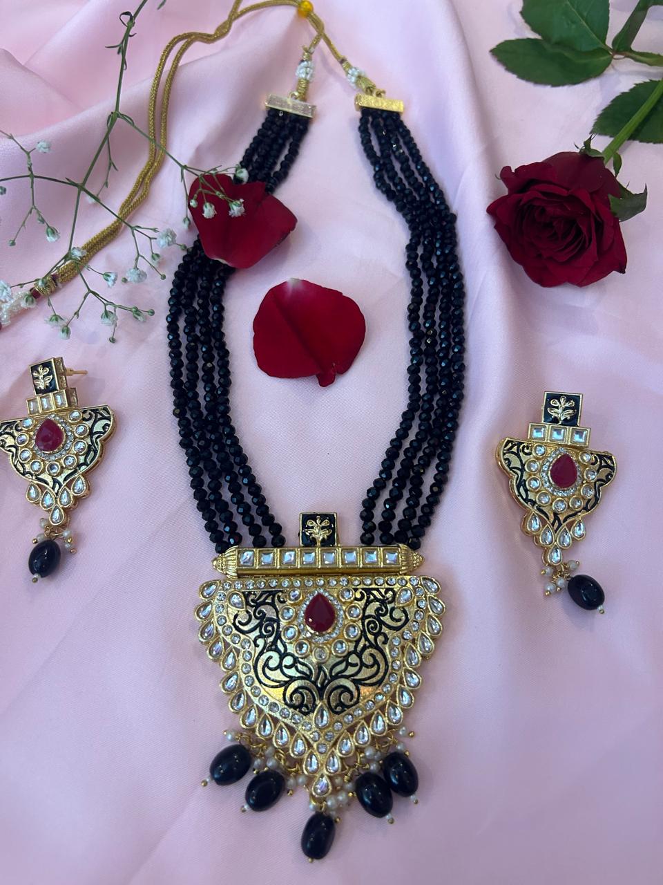 Kundan Meena Necklace with Earring set