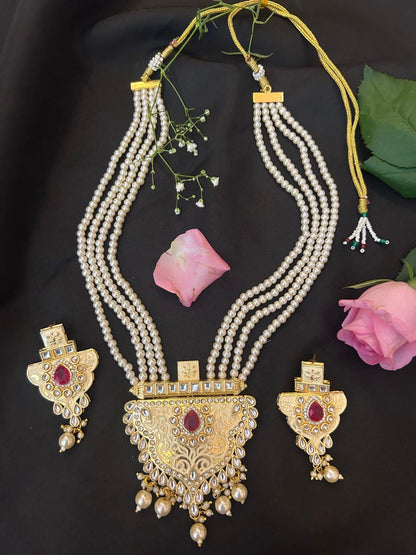 Kundan Meena Necklace with Earring set