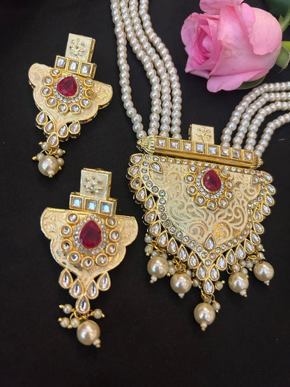 Kundan Meena Necklace with Earring set