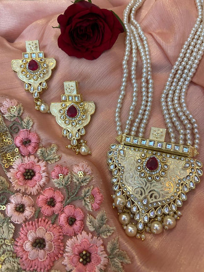 Kundan Meena Necklace with Earring set