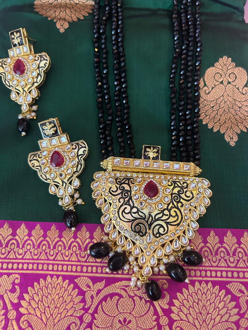 Kundan Meena Necklace with Earring set