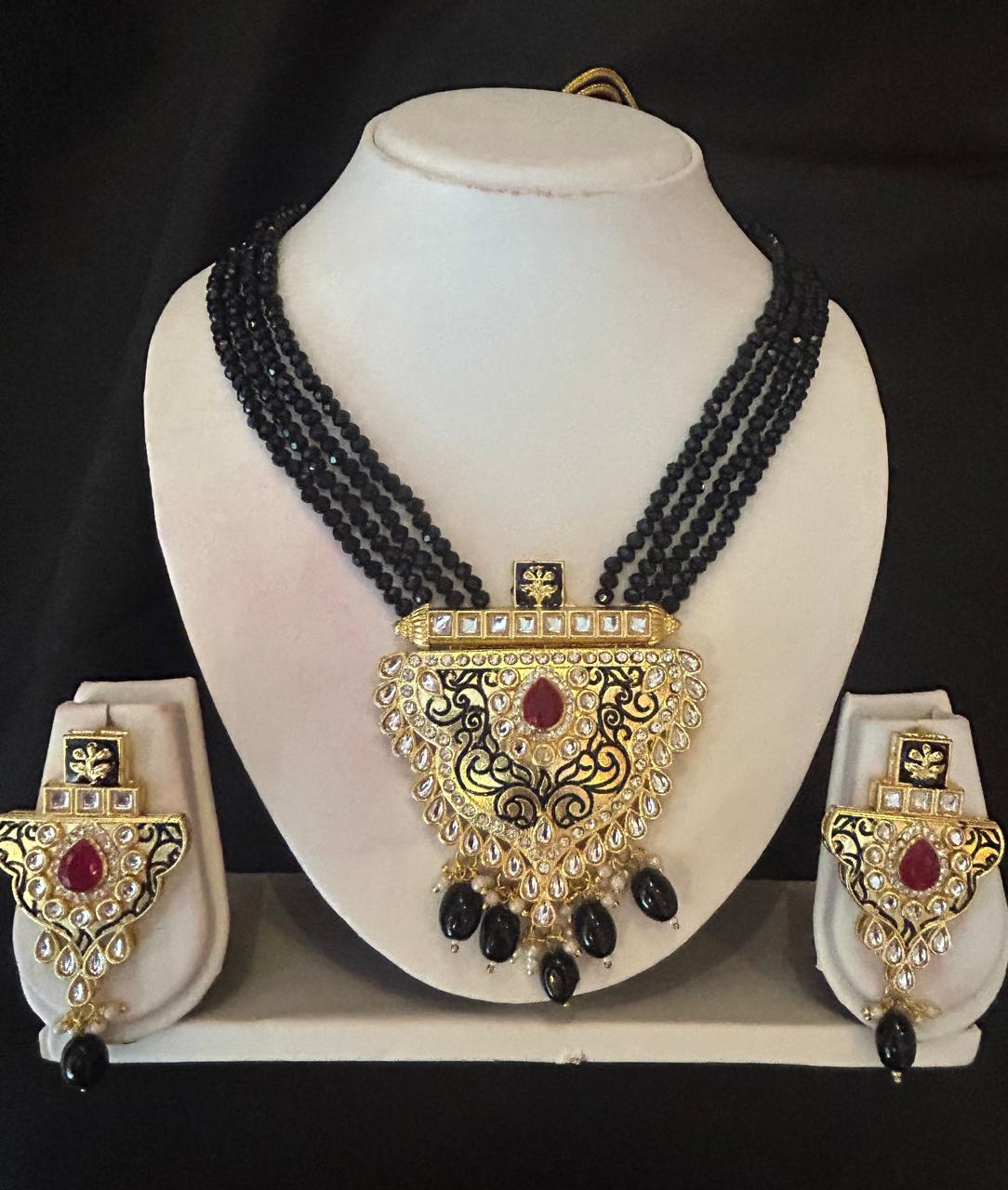 Kundan Meena Necklace with Earring set