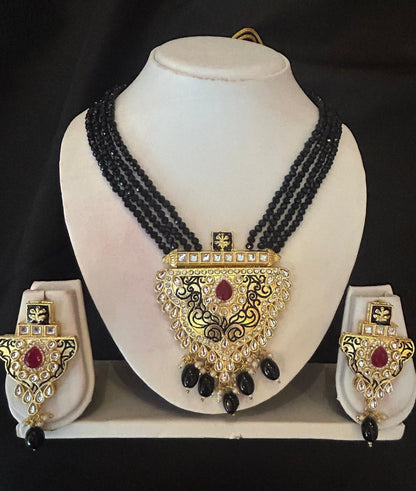 Kundan Meena Necklace with Earring set